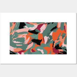 Modern camouflage, in green, orange and black colors Posters and Art